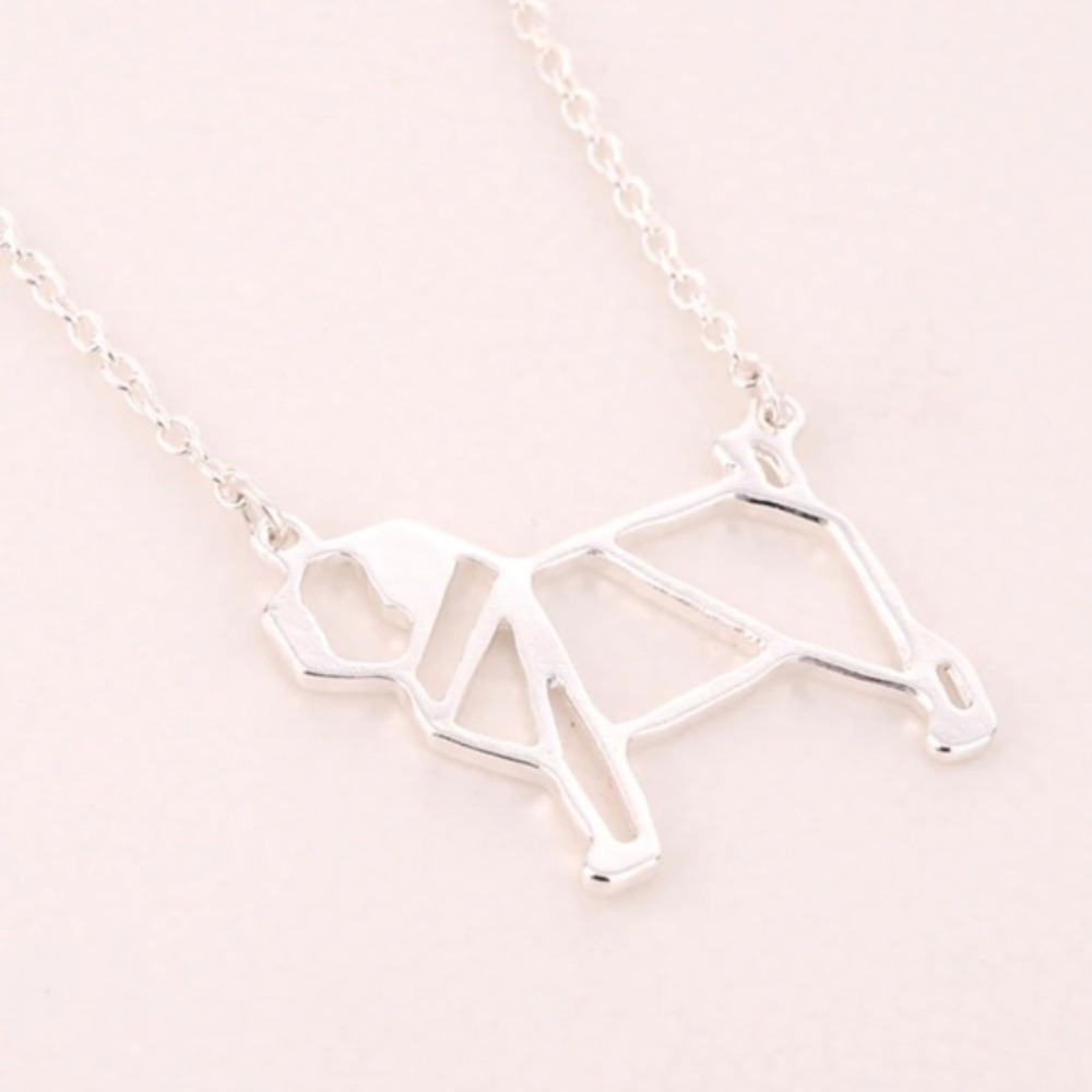 NEW Silver Tone Animal Dog Pug Cute Necklace - Picture 2 of 2
